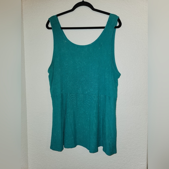 Torrid tank top turquoise ribbed peplum shirt ribbed mineral wash Size 4 NWOT - Picture 2 of 5